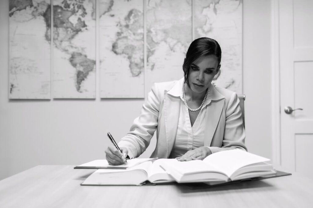 Attorney Elle Nichols working on an injury case at her office in Vero Beach