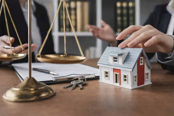 Real estate closing lawyers looking over contracts
