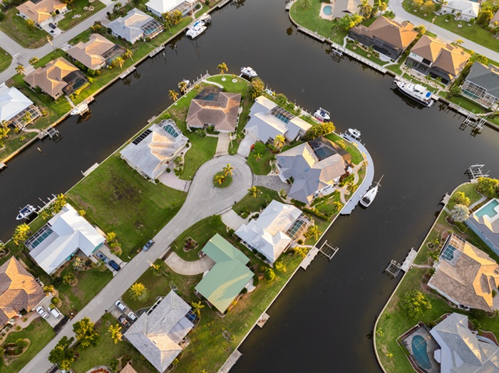 A beautiful waterfront subdivision in Florida.
